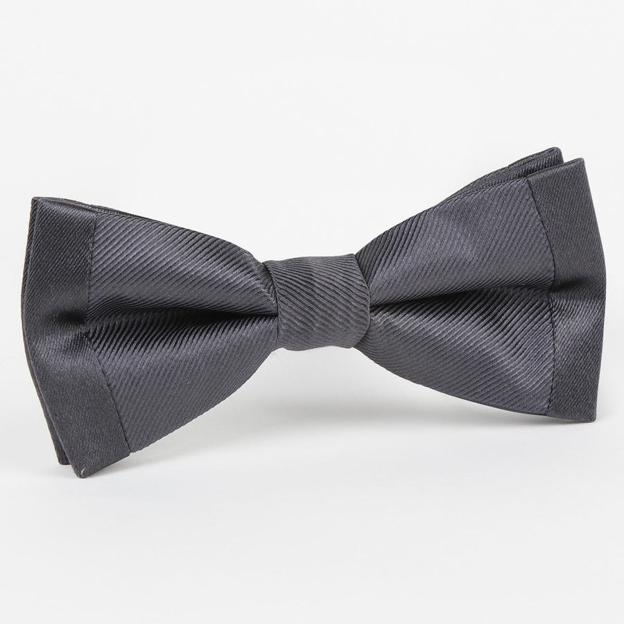 James Adelin Luxury Pure Silk Twill Weave/Satin Edge Slim Bow Tie in Charcoal