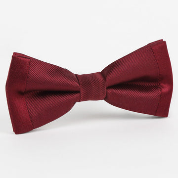 James Adelin Luxury Pure Silk Twill Weave/Satin Edge Slim Bow Tie in Burgundy