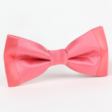 James Adelin Luxury Pure Silk Twill Weave/Satin Edge Slim Bow Tie in Coral