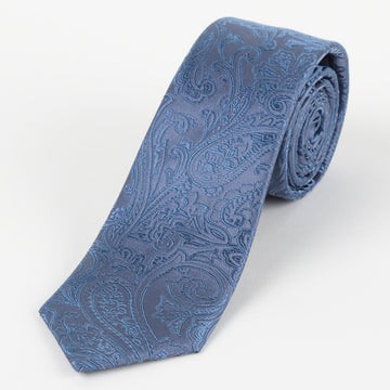 James Adelin Mens Paisley Silk Neck Tie in Slate