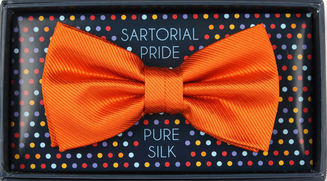 James Adelin Luxury Pure Silk Twill Weave Bow Tie in Orange