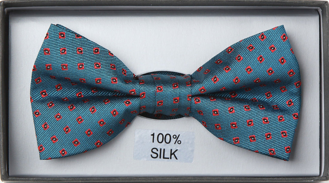 James Adelin Luxury Pure Silk Bow Tie in Blue and Red