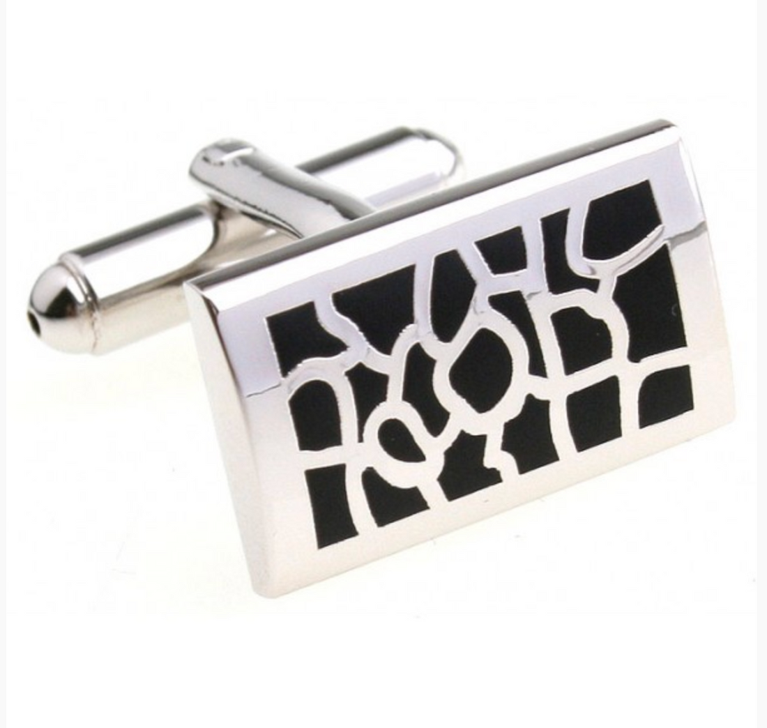 James Adelin Silver and Black Mosaic Cuff Link