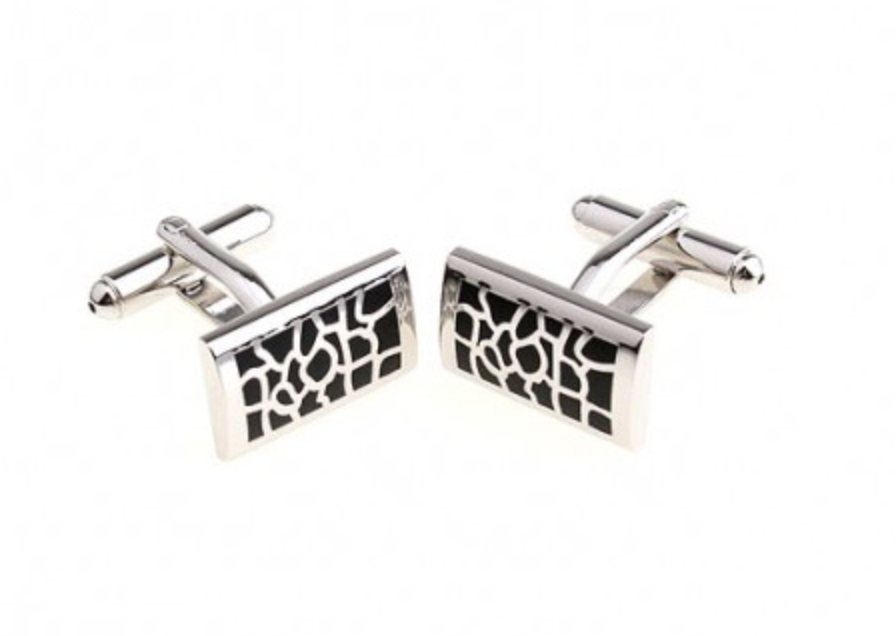 James Adelin Silver and Black Mosaic Cuff Link