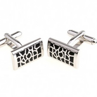 James Adelin Silver and Black Mosaic Cuff Link