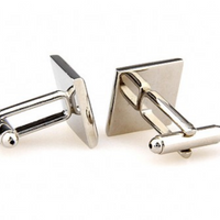 James Adelin Silver, Black and White Check Cuff Links