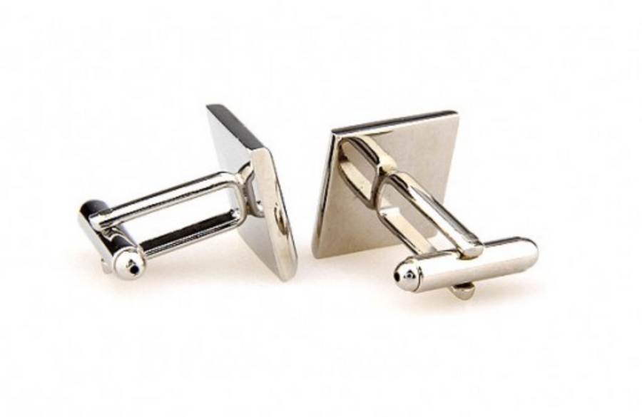 James Adelin Silver, Black and White Check Cuff Links