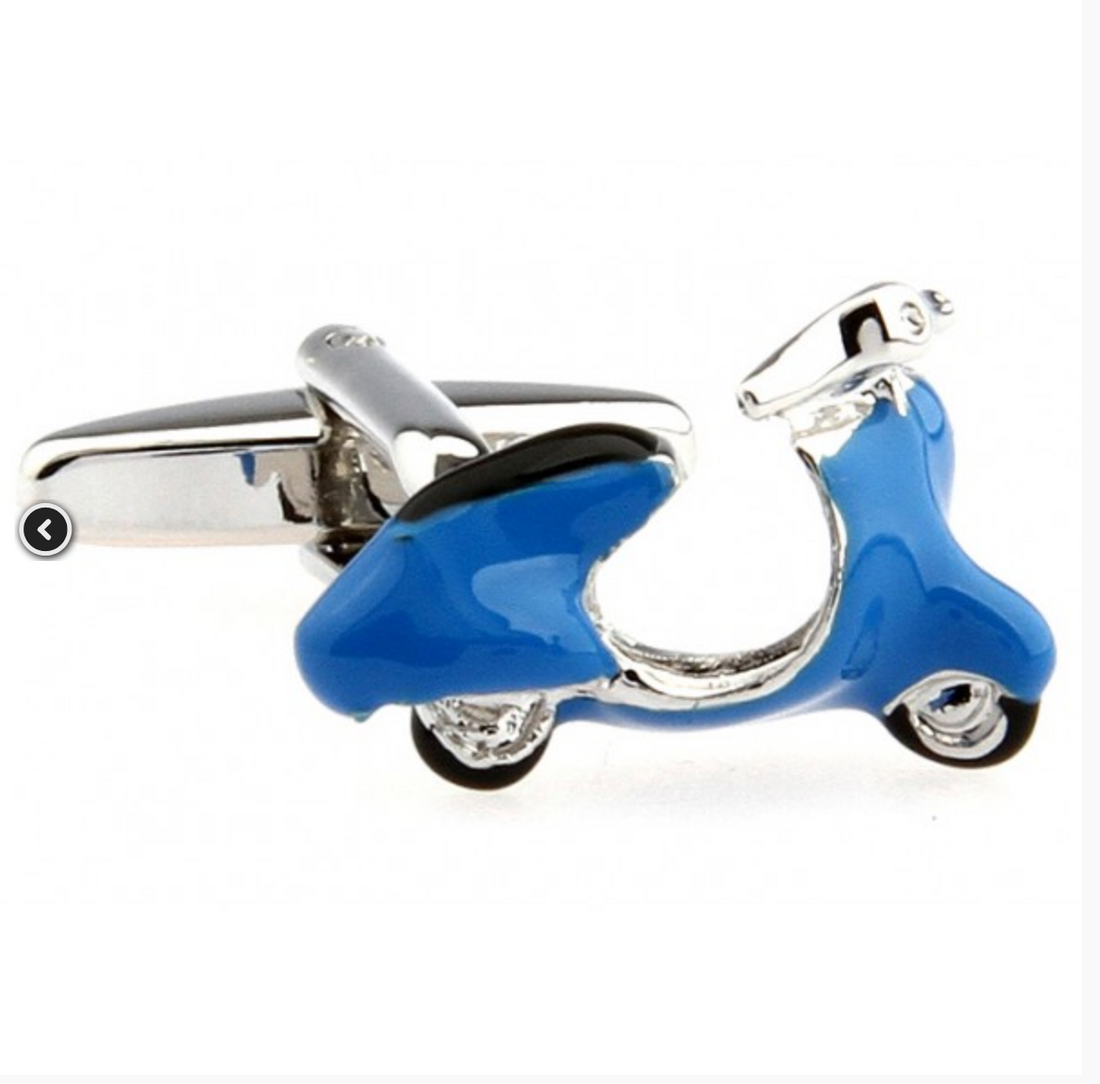 James Adelin Silver and Blue Vespa Cuff Links