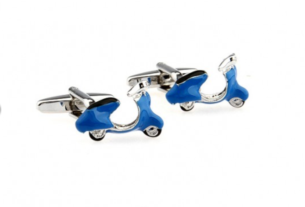 James Adelin Silver and Blue Vespa Cuff Links