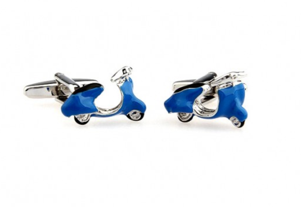 James Adelin Silver and Blue Vespa Cuff Links