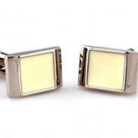 James Adelin Silver and Beige Enamel Cuff Links