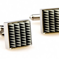 James Adelin Cream and Black Geometric Enamel Cuff Links