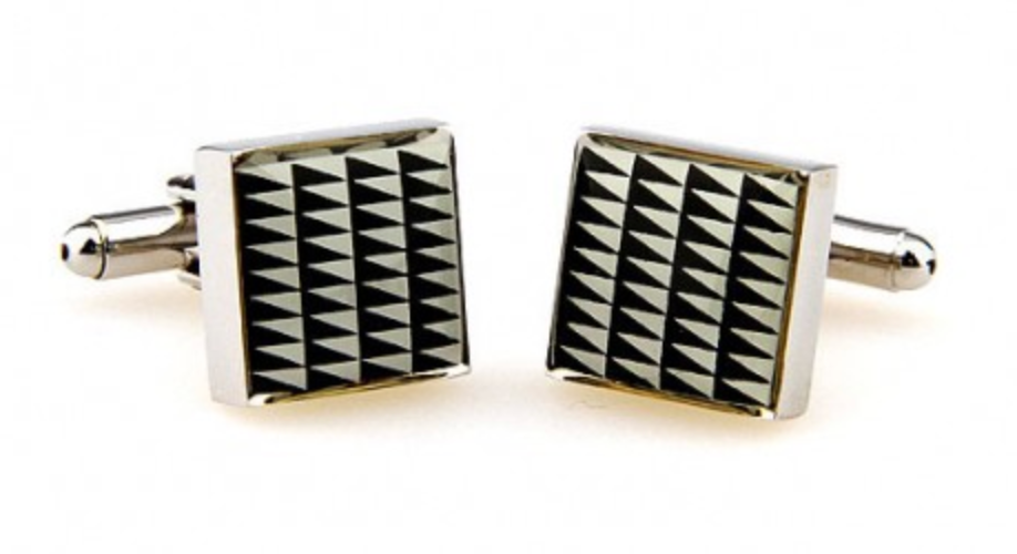 James Adelin Cream and Black Geometric Enamel Cuff Links