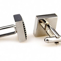 James Adelin Cream and Black Geometric Enamel Cuff Links