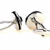 James Adelin Silver and Grey Round Crystal Cuff Links