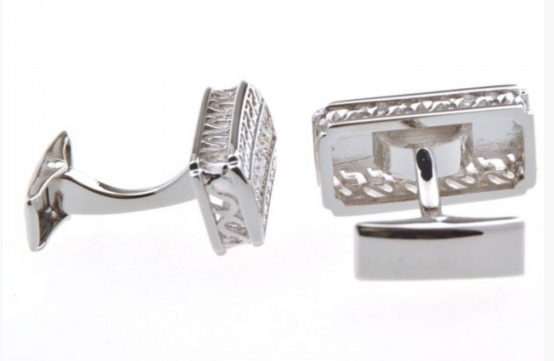 James Adelin Silver Crystal Hellenic Cuff Links