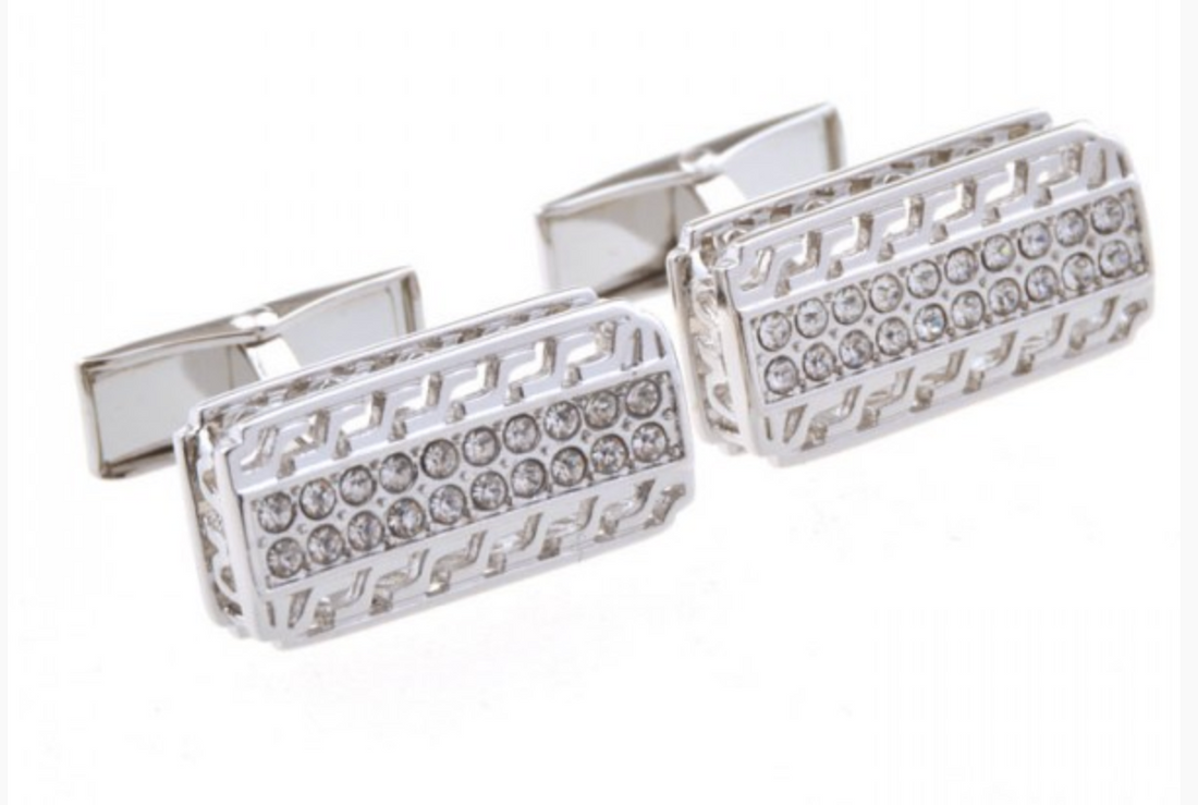 James Adelin Silver Crystal Hellenic Cuff Links