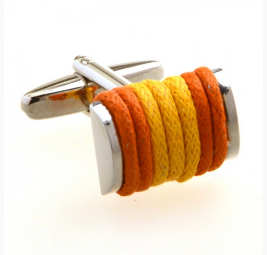 James Adelin Silver, Orange and Gold Roped Cuff Links