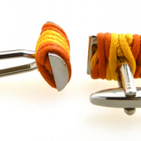 James Adelin Silver, Orange and Gold Roped Cuff Links