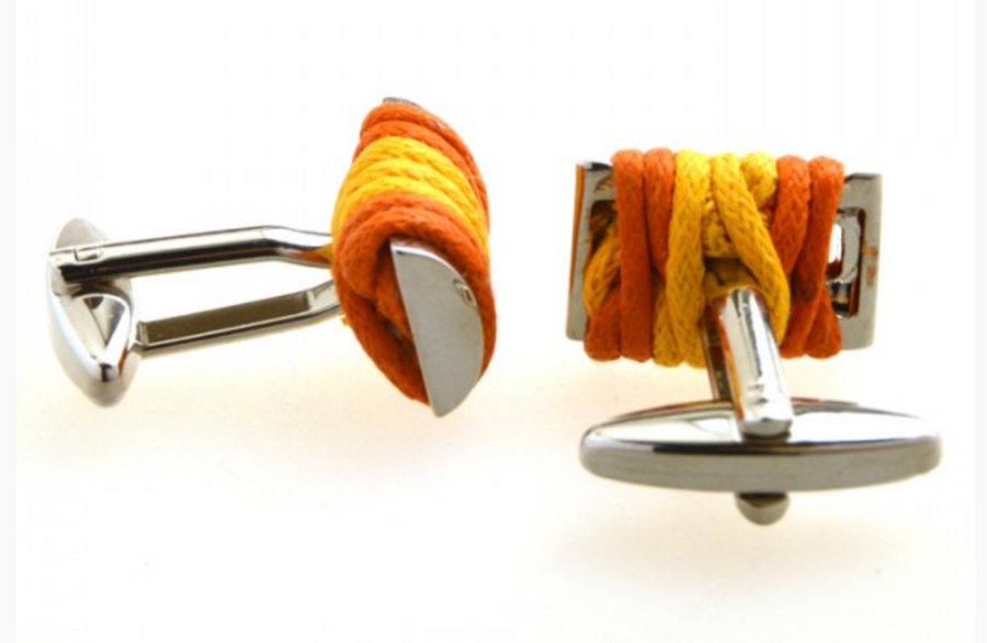 James Adelin Silver, Orange and Gold Roped Cuff Links