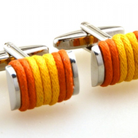 James Adelin Silver, Orange and Gold Roped Cuff Links