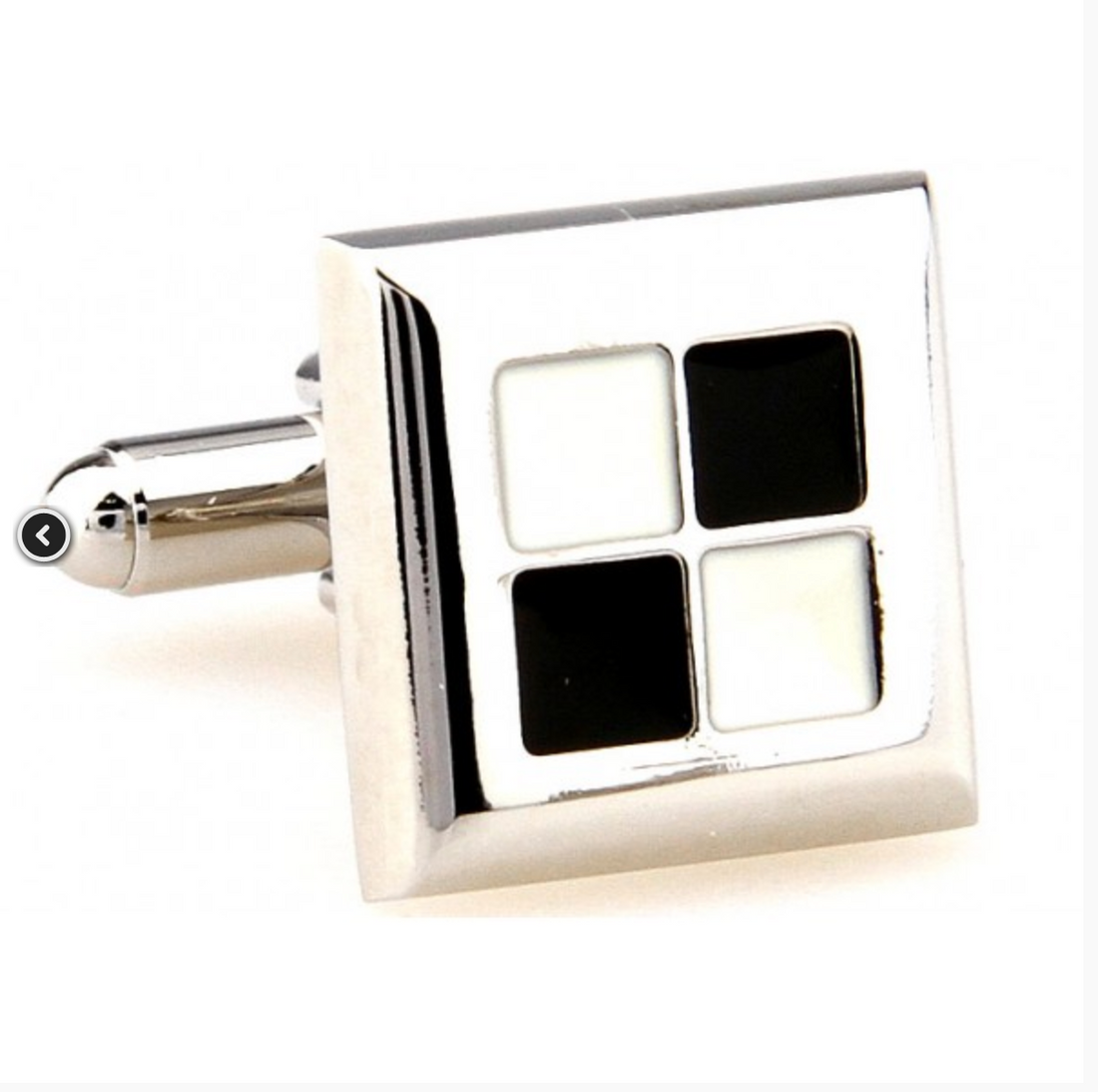 James Adelin Silver, Black and White Check Cuff Links