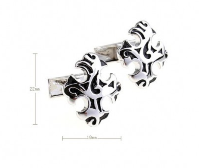 James Adelin Silver and Black Antique Cross Cuff Links