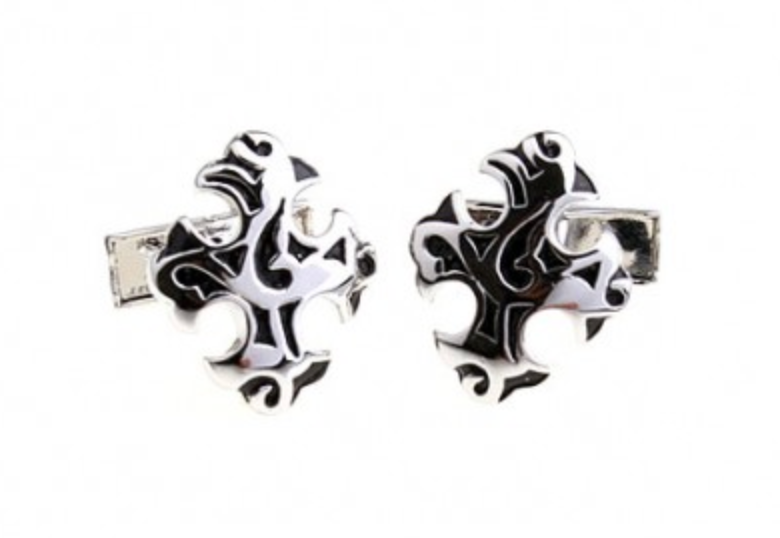 James Adelin Silver and Black Antique Cross Cuff Links