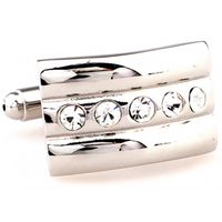 James Adelin Silver Crystal Curved Cuff Links