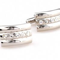 James Adelin Silver Crystal Curved Cuff Links