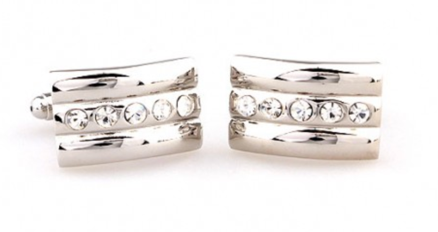 James Adelin Silver Crystal Curved Cuff Links