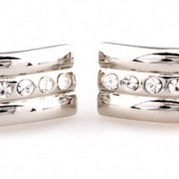 James Adelin Silver Crystal Curved Cuff Links