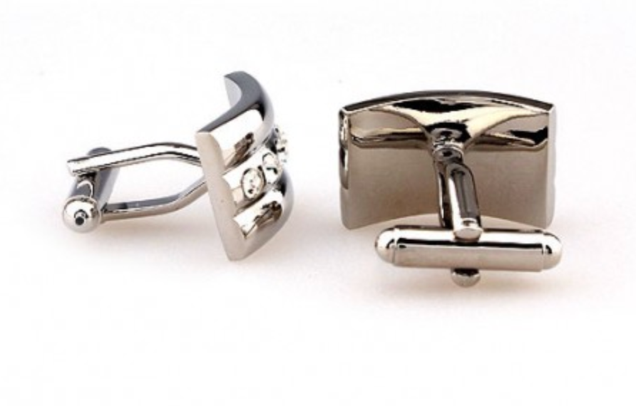 James Adelin Silver Crystal Curved Cuff Links