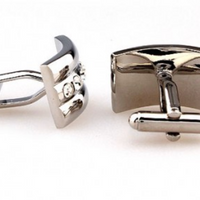 James Adelin Silver Crystal Curved Cuff Links