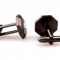 James Adelin Black Crystal Octagon Cuff Links