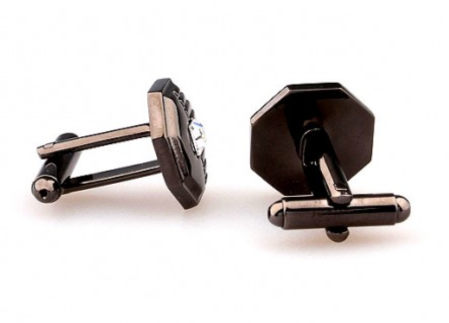 James Adelin Black Crystal Octagon Cuff Links