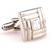 James Adelin Silver Geometric Crystal Square Cuff Links