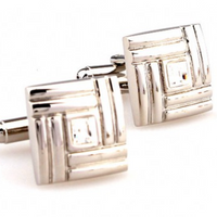 James Adelin Silver Geometric Crystal Square Cuff Links