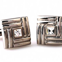 James Adelin Silver Geometric Crystal Square Cuff Links