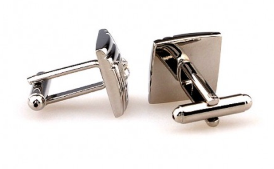 James Adelin Silver Geometric Crystal Square Cuff Links