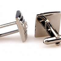 James Adelin Silver Geometric Crystal Square Cuff Links