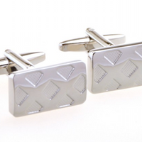 James Adelin Silver Double X Check Cuff Links