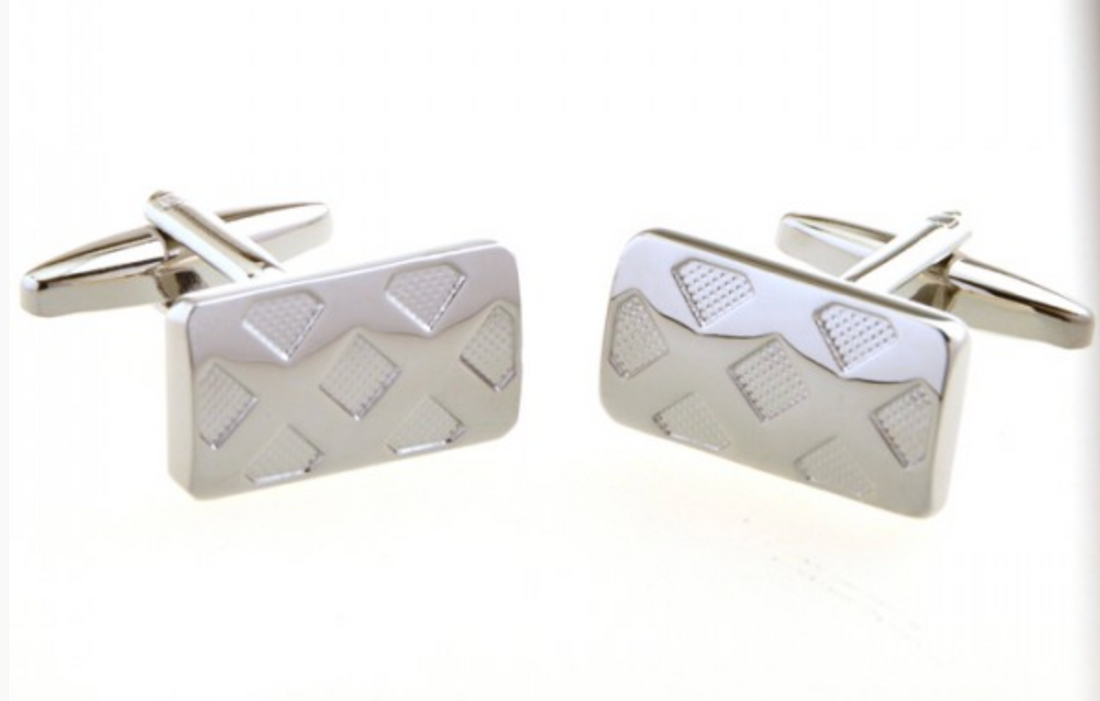 James Adelin Silver Double X Check Cuff Links