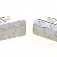 James Adelin Silver Double X Check Cuff Links