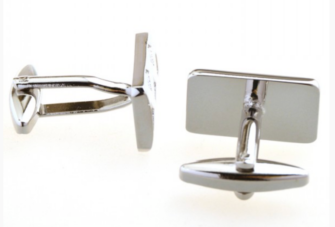 James Adelin Silver Double X Check Cuff Links