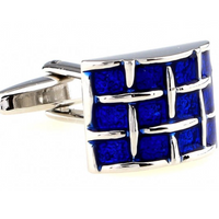 James Adelin Silver and Blue Curved Weave Cuff Links