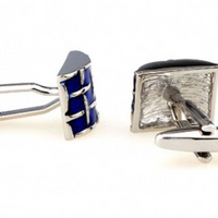 James Adelin Silver and Blue Curved Weave Cuff Links