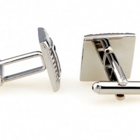 James Adelin Silver and Black Framed Square Cuff Links