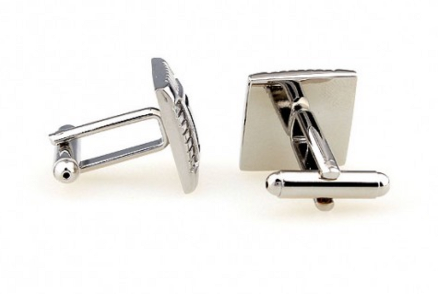 James Adelin Silver and Black Framed Square Cuff Links