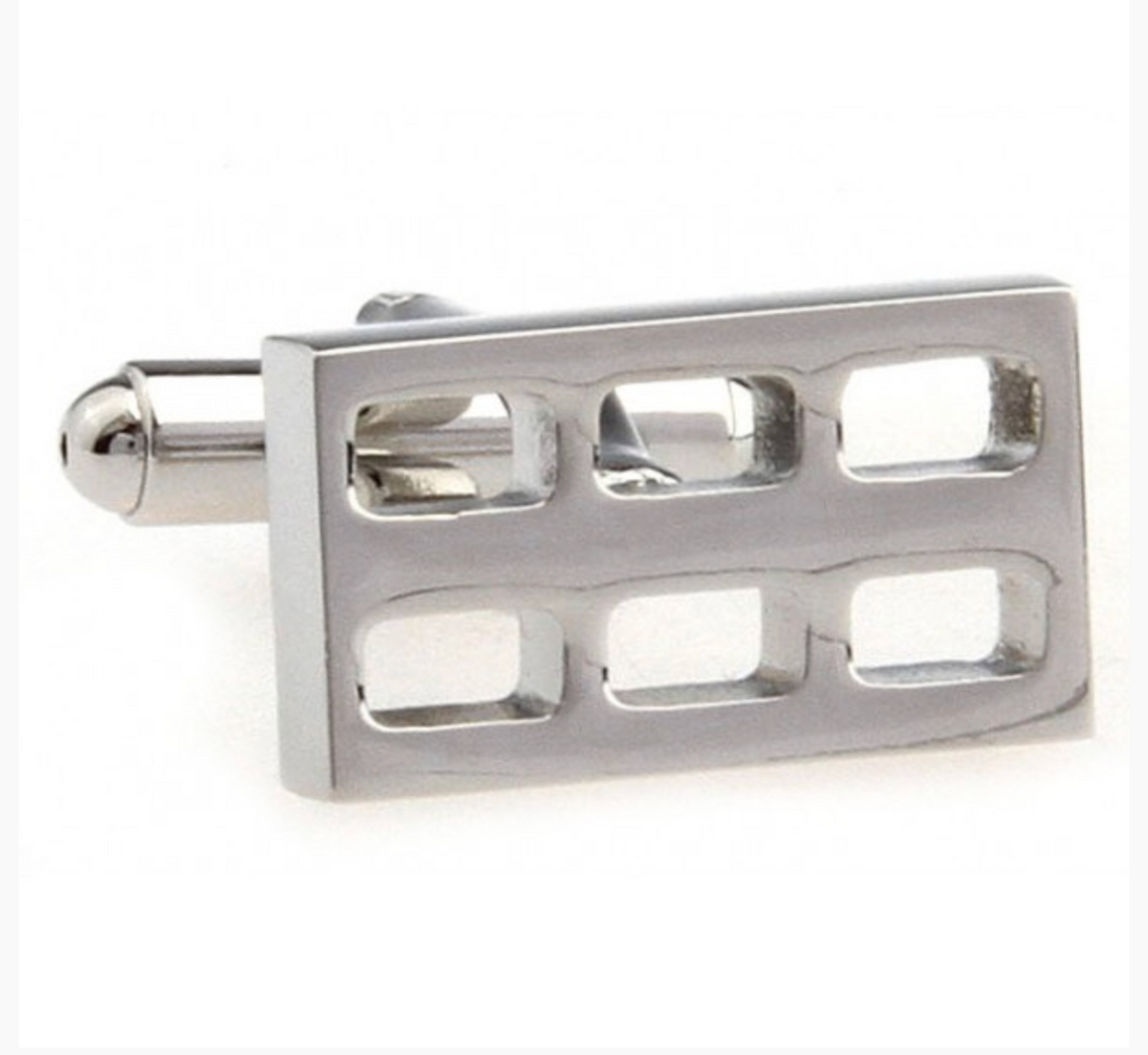 James Adelin Silver Hollow Rectangle Cuff Links